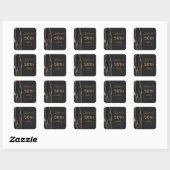 Agate Script Zwarte Goud Donkere 50ste Verjaardag Vierkante Sticker (Vel)