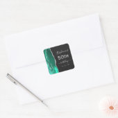 Agate Seafoam Green Silver Dark 50e verjaardag Vierkante Sticker (Envelop)