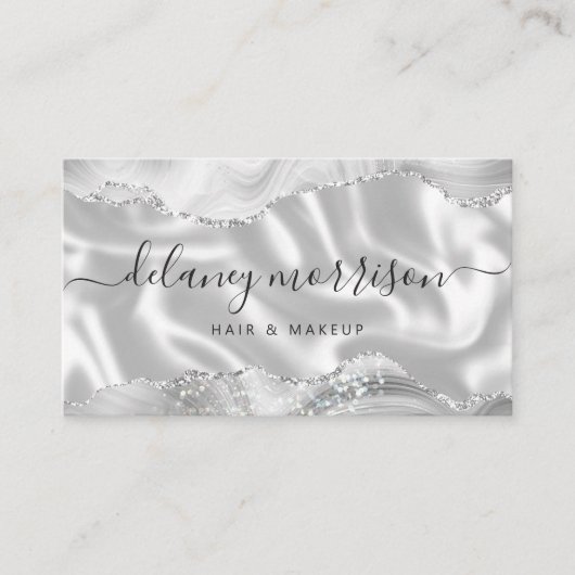 Agate Silk Gray White Luxe Visitekaartje (Voorkant)