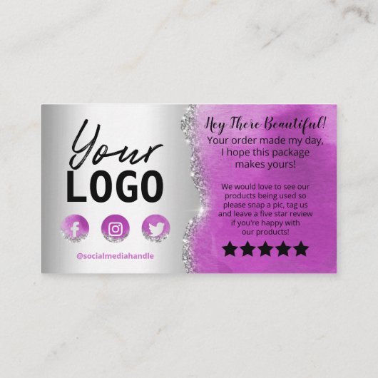 Agate Silver Paars Dank u Visitekaartje (Achterkant)