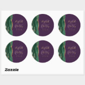 Agate Smaragdgroen Goud Schrift Paars Trouwen Ronde Sticker (Vel)