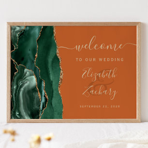 Agate Smaragdgroene Gouden Roest Huwelijks Welkom Poster