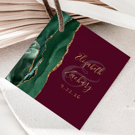 Agate Smaragdgroene Gouden Schrift Burgundy Bruilo Bedankjes Labels