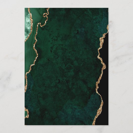 Agate Smaragdgroene Gouden Script Bruiloft Menu (Achterkant)