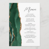 Agate Smaragdgroene Gouden Script Bruiloft Menu (Voorkant)