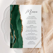 Agate Smaragdgroene Gouden Script Bruiloft Menu