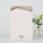Agate Steen Marmer Monogram Naam Briefpapier (Staand voorkant)