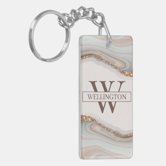 Agate Stone Marble Acrylic Sleutelhanger (Voorkant Links)