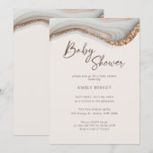 Agate Stone Marble Baby shower Invitation Kaart (Voorkant / Achterkant)