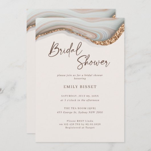 Agate Stone Marble Bridal Shower Kaart (Voorkant / Achterkant)