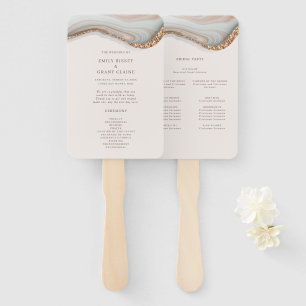 Agate Stone Marble Ceremony Programme Hand Fan Handwaaier