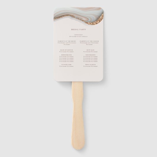 Agate Stone Marble Ceremony Programme Hand Fan Handwaaier (Achterkant)