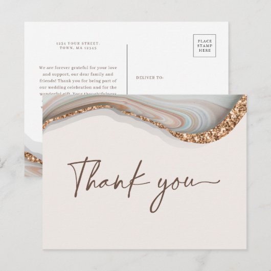 Agate Stone Marble Dank u briefkaart (Voorkant / Achterkant)
