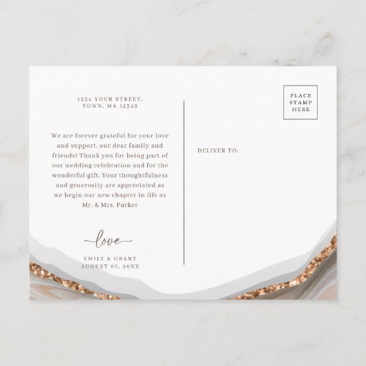 Agate Stone Marble Dank u briefkaart (Achterkant)