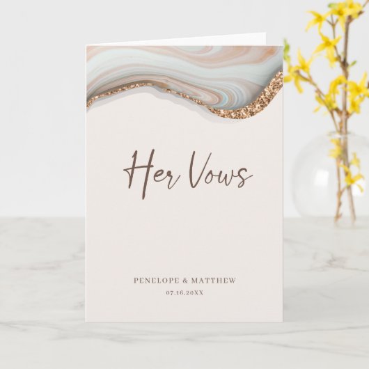 Agate Stone Marble her Vows Card Kaart (Gele Bloem)