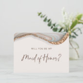 Agate Stone Marble Maid of Honor Kaart (Staand voorkant)