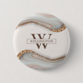 Agate Stone Marble Monogram Name Badge Ronde Button 5,7 Cm (Voorkant)