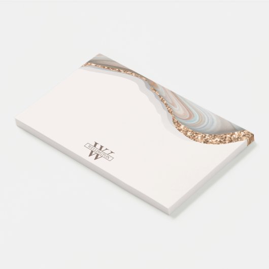 Agate Stone Marble Monogram Name Post-it Notes (Schuin)