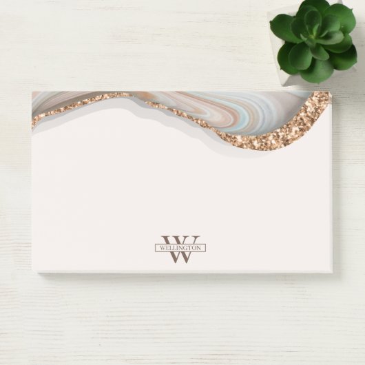 Agate Stone Marble Monogram Name Post-it Notes (Kantoor)