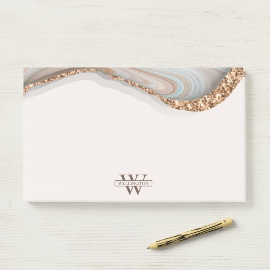 Agate Stone Marble Monogram Name Post-it Notes (Op bureau)