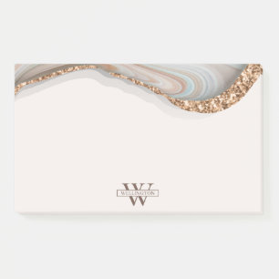 Agate Stone Marble Monogram Name Post-it Notes