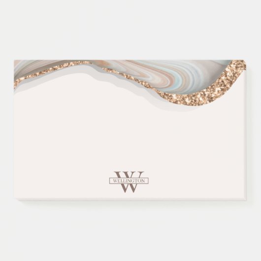 Agate Stone Marble Monogram Name Post-it Notes (Voorkant)