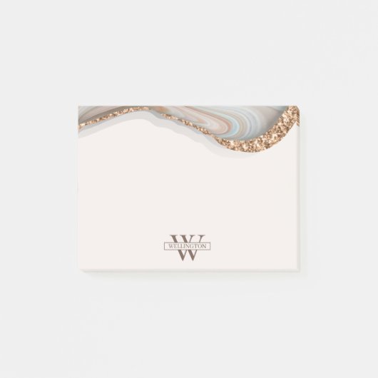 Agate Stone Marble Monogram Name Post-it Notes (Voorkant)