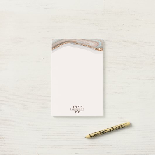 Agate Stone Marble Monogram Name Post-it Notes (Op bureau)