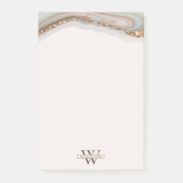 Agate Stone Marble Monogram Name Post-it Notes