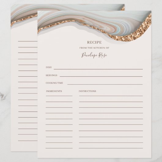 Agate Stone Marble Name Recipcard (Voorkant / Achterkant)