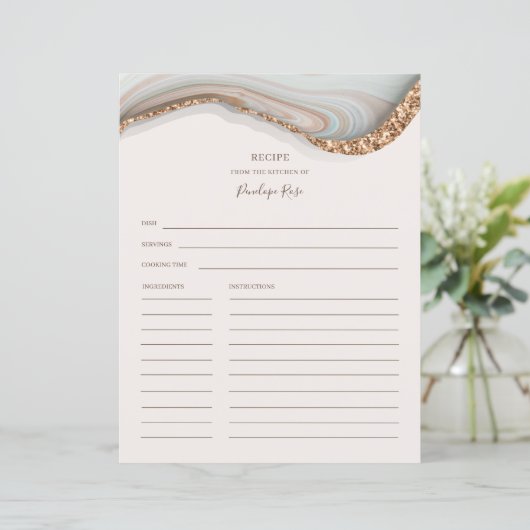 Agate Stone Marble Name Recipcard (Staand voorkant)