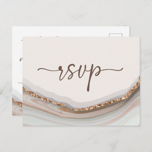 Agate Stone Marble RSVP Briefkaart (Voorkant / Achterkant)