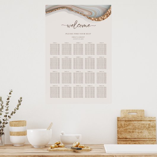 Agate Stone Marble Seating Chart Poster (Keuken)
