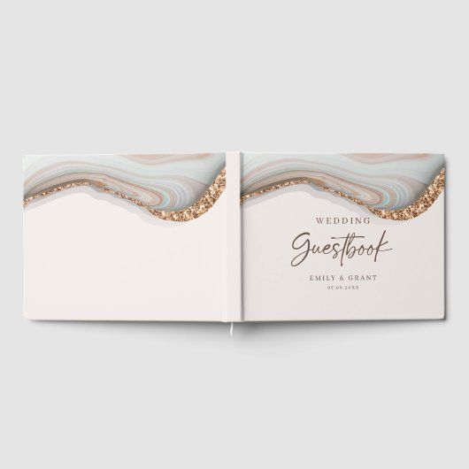 Agate Stone Marble Wedding Guestbook Gastenboek (Volledig)