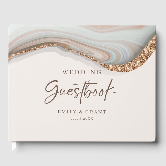 Agate Stone Marble Wedding Guestbook Gastenboek (Voorkant)