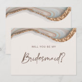 Agate Stone Marble zal je mijn Bridesmaid Kaart zi (Voorkant / Achterkant)
