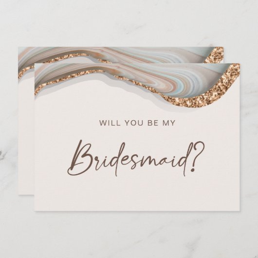 Agate Stone Marble zal je mijn Bridesmaid Kaart zi (Voorkant / Achterkant)