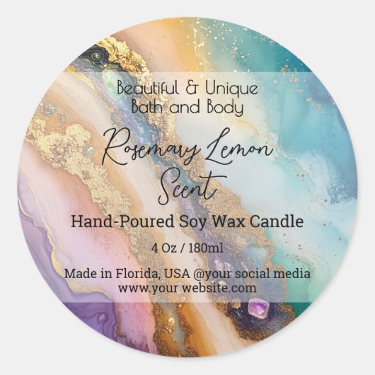 Agate Swirl Fles Kaarsenpot Product Label (Voorkant)