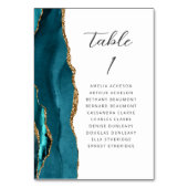 Agate Teal Blauw Goud Moderne Script Bruiloft Kaart (Voorkant)
