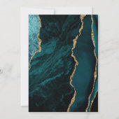 Agate Teal Blauwe Goud Glitter Bevestiging Kaart (Achterkant)
