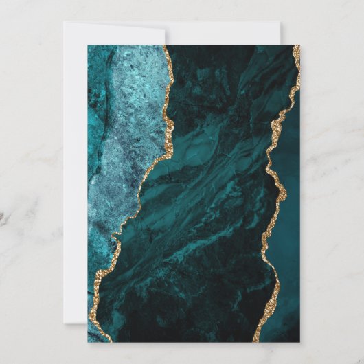 Agate Teal Goud Moderne Trouwscript Save The Date (Achterkant)