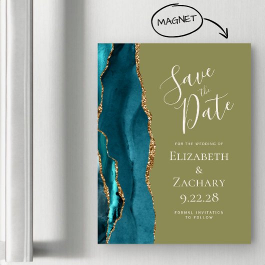 Agate Teal Goud Olijfgroen Magnetische Save the Da
