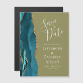 Agate Teal Goud Olijfgroen Magnetische Save the Da (Voorkant / Achterkant)