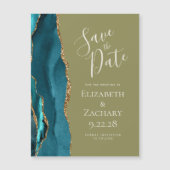 Agate Teal Goud Olijfgroen Magnetische Save the Da (Voorkant)