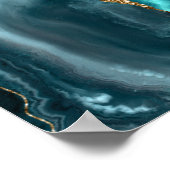 Agate Teal Gouden Script Trouw Welkom Poster (Hoek)