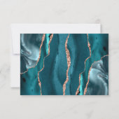 Agate Teal Rose Gold Modern Script Wedding RSVP Kaartje (Achterkant)
