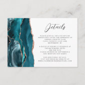 Agate Teal Roze Goud Moderne Trouwdetails Script Informatiekaartje (Voorkant)