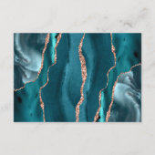 Agate Teal Roze Goud Moderne Trouwdetails Script Informatiekaartje (Achterkant)