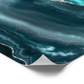 Agate Teal Zilveren Script Huwelijksbegroeting Poster (Hoek)