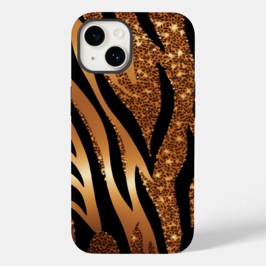 Agate Tiger Blue Glitter iPhone Mate Stoer Hoesje (Achterkant)